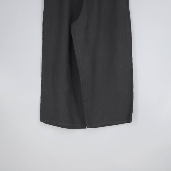 FLAX 100% Linen Black Wide Leg Pull-On Elastic Waist Pant Size M - Picture 5 of 6